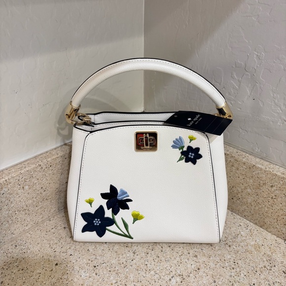 Kate Spade NWT $389 Phoebe White Satchel with Floral embroidery - Picture 8 of 8